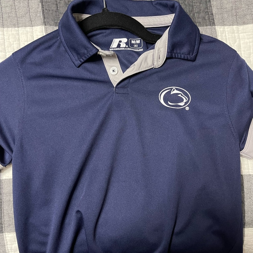 Penn State Russell Athletic Blue and Gray Polo Shirt